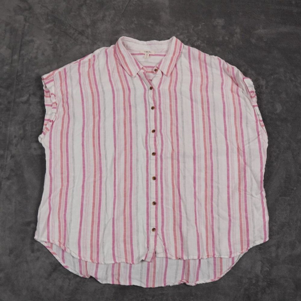 Como Blu Linen Top Womans 3X Pink Striped Sleeveless Breathable Beach Coastal